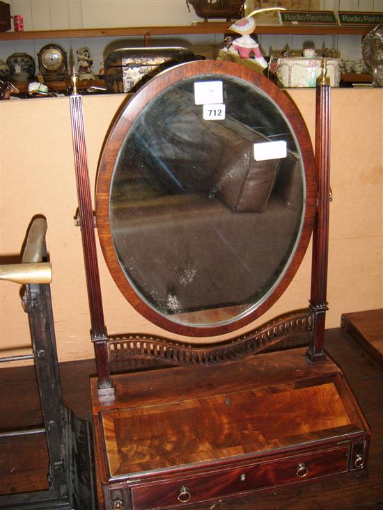 George III mahogany slant front mirror